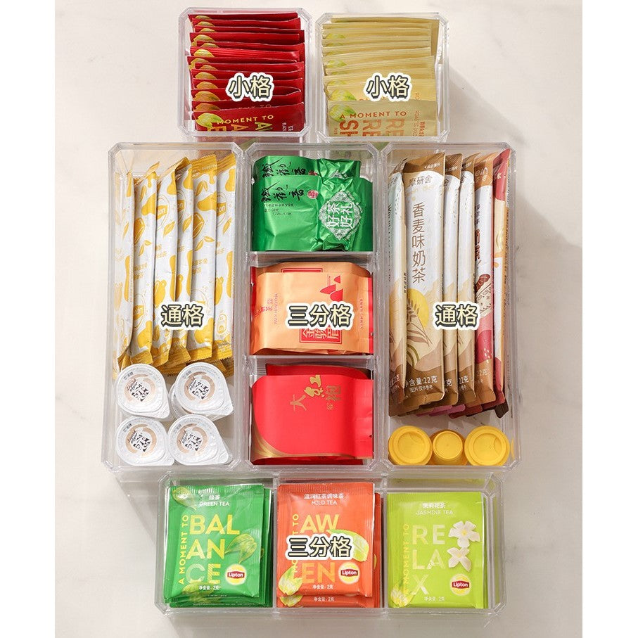 Shopclassy Acrylic Home Organizer storage box tabletop tea bag storage sorting box compartment multi-functional box