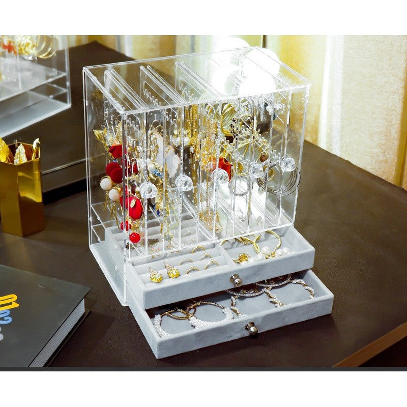 Shopclassyshop Dustproof transparent acrylic stud earrings necklace accessories plastic storage box