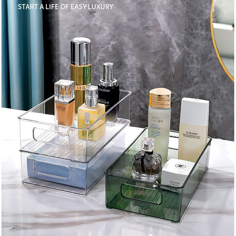 Shopclassyshop PET storage box acrylic organizer cosmetics transparent basket dormitory mask organizer sundries, shelves