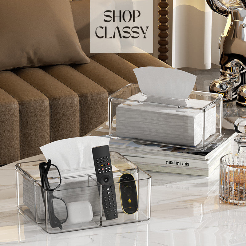 Shopclassy  tissue box holder Transparent Acrylic Nordic luxury remote control desktop storage