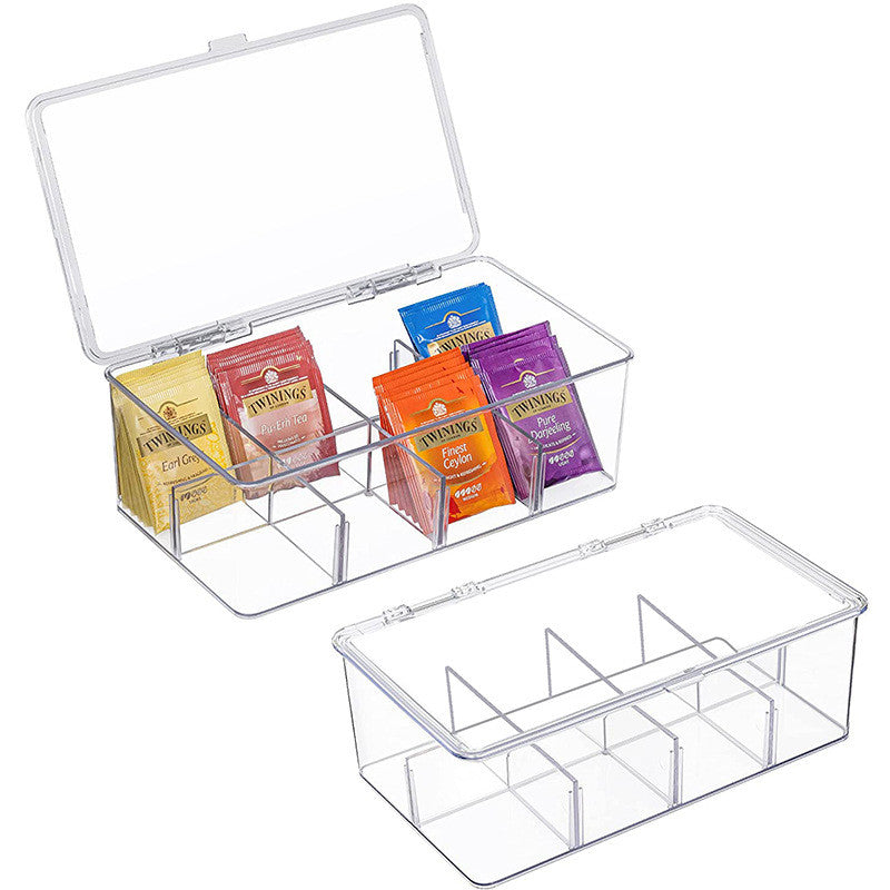 Shopclassyshop PET Eight compartment Tea bag Coffee organizer Candies stack card storage box lid
