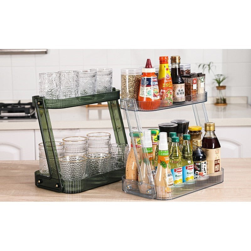 Shopclassyshop ins style kitchen organizer double-layer shelves desktop multi-functional bathroom cosmetics storage rack