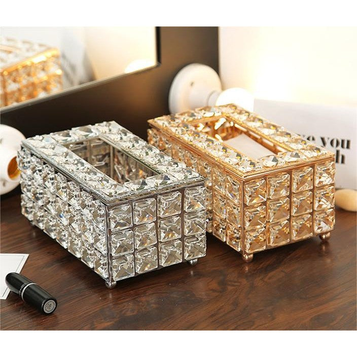 Shopclassyshop Home High-end exquisite metal crystal tissue holder