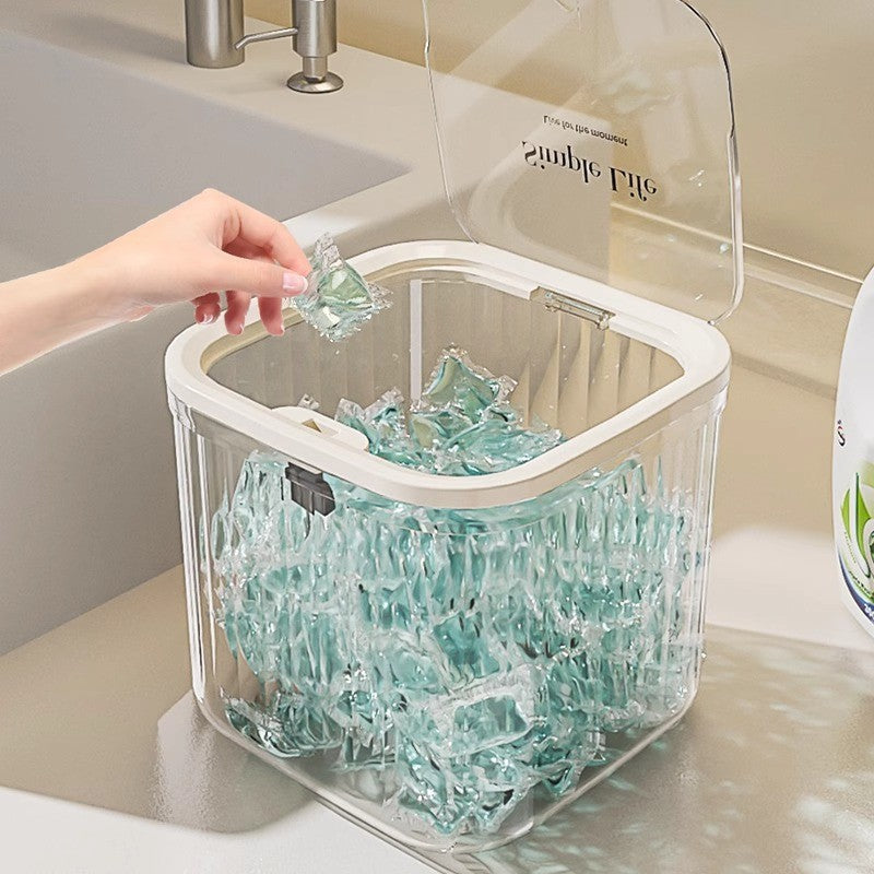 Shopclassyshop Acrylic Automatic Lid-opening Desktop Storage Bucket for Small Cute Desktop Items