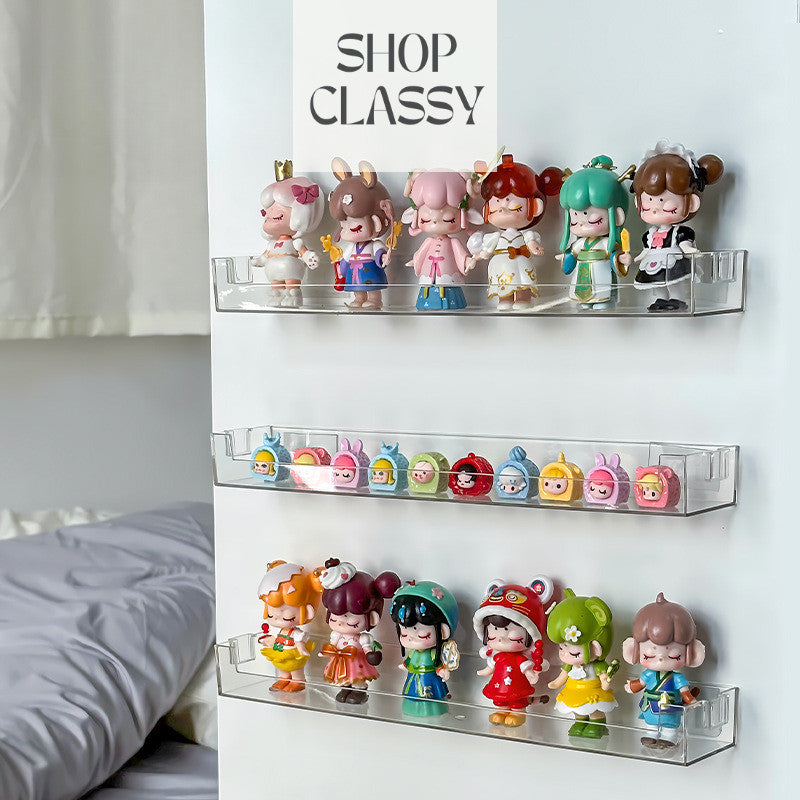 ShopClassyShop display transparent acrylic wall-mounted storage rack figure Toy wall display strip plastic figurine