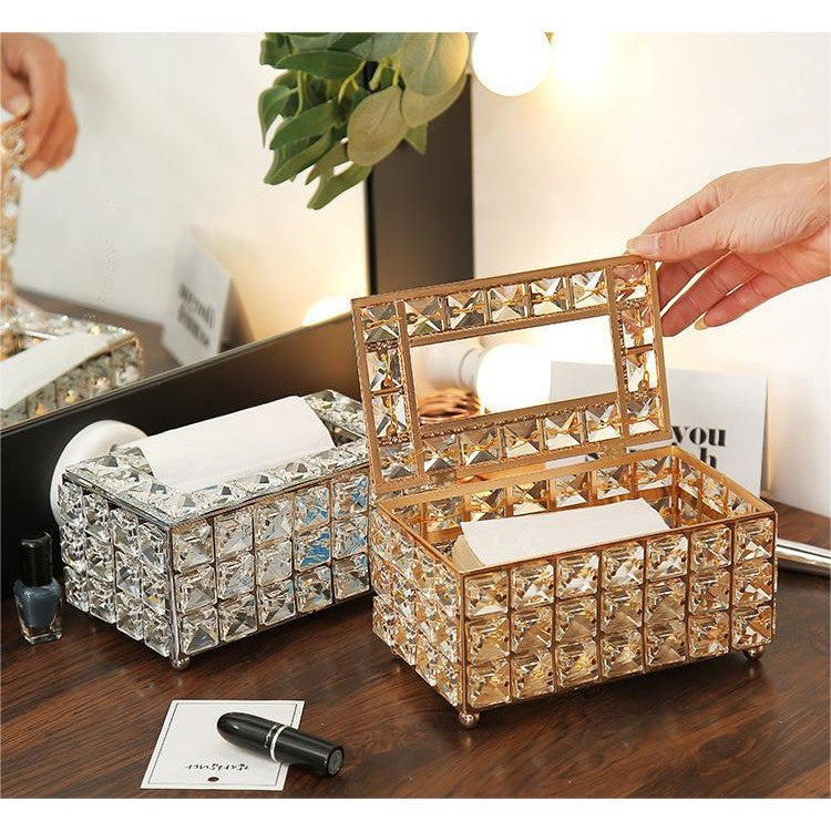 Shopclassyshop Home High-end exquisite metal crystal tissue holder