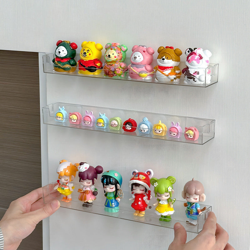 ShopClassyShop display transparent acrylic wall-mounted storage rack figure Toy wall display strip plastic figurine