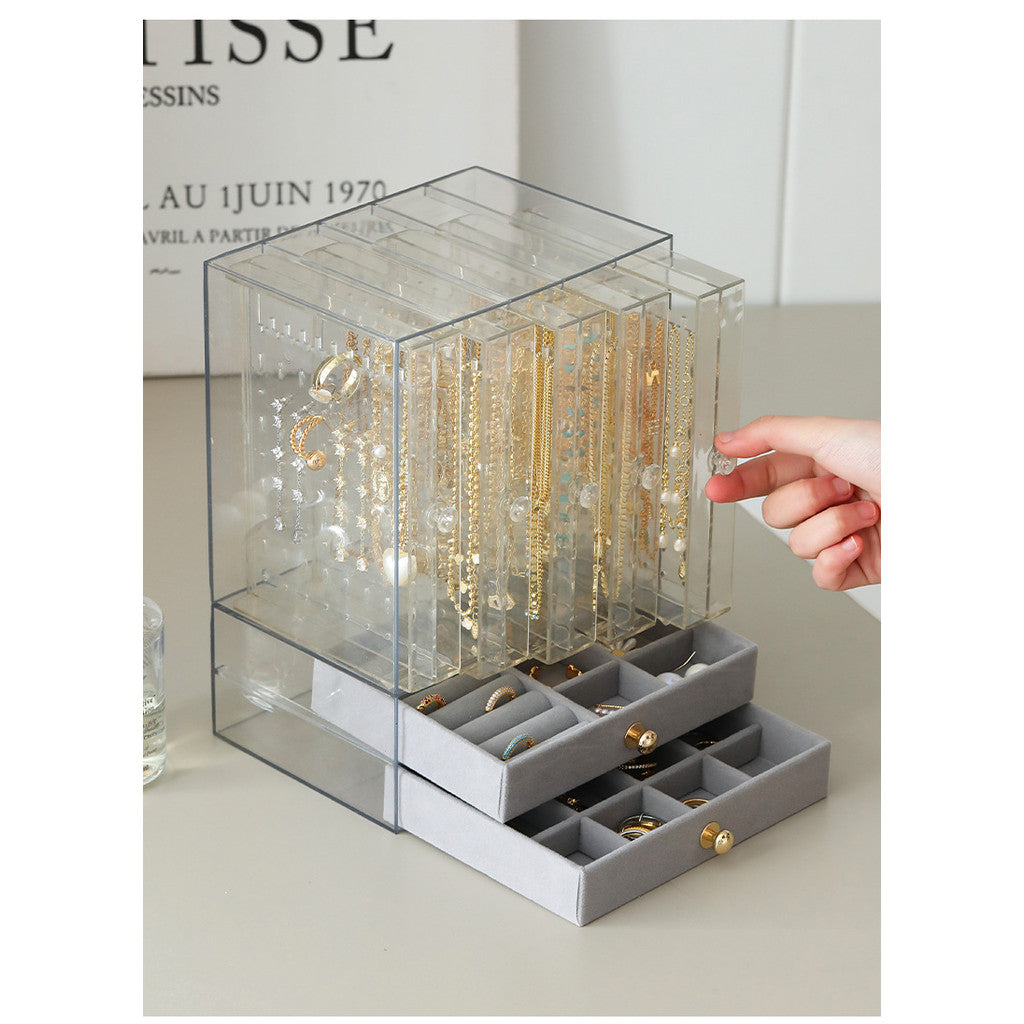 Shopclassyshop Dustproof transparent acrylic stud earrings necklace accessories plastic storage box