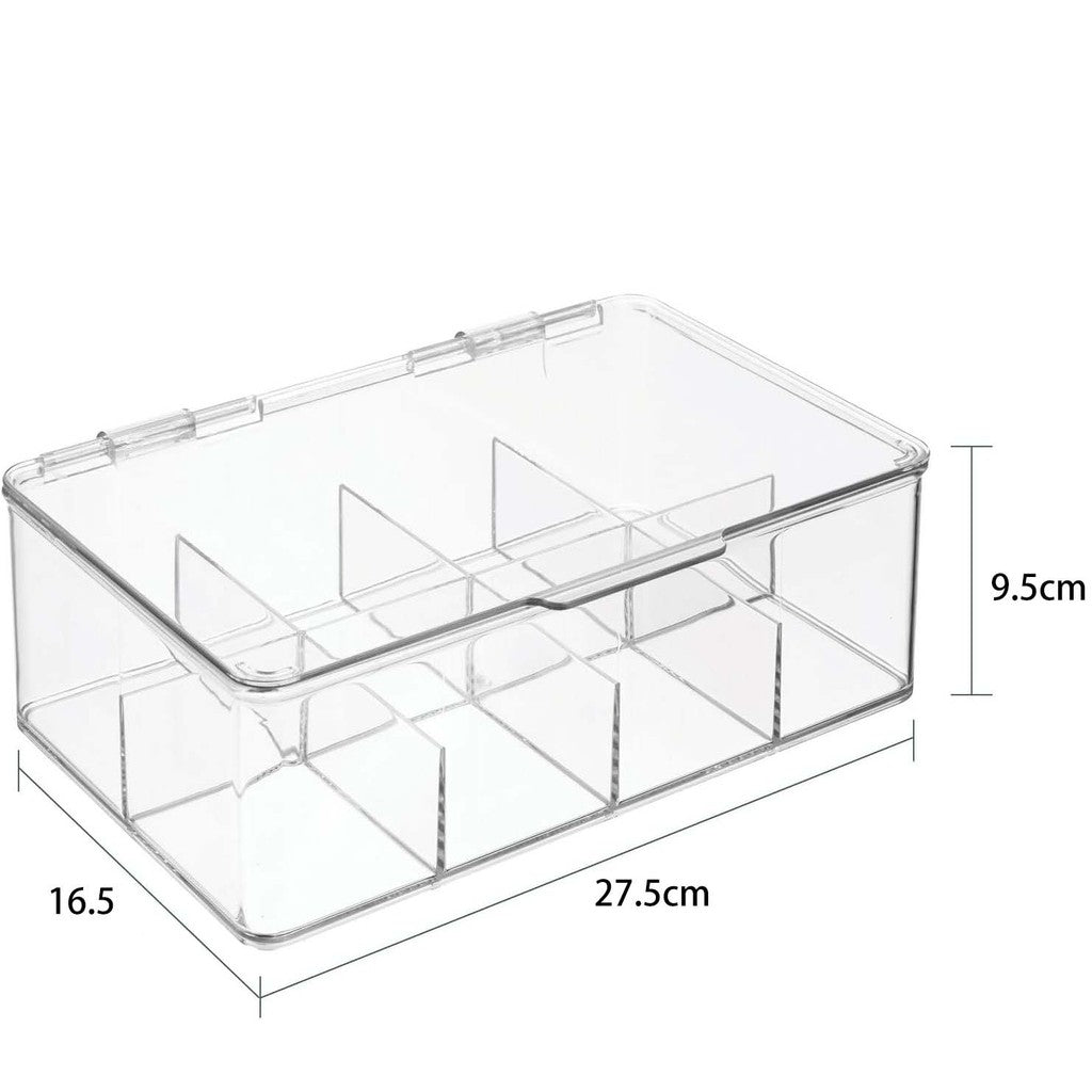 Shopclassyshop PET Eight compartment Tea bag Coffee organizer Candies stack card storage box lid