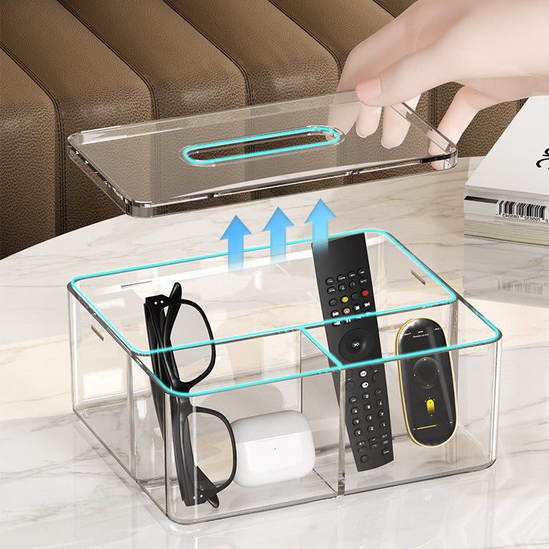 Shopclassy  tissue box holder Transparent Acrylic Nordic luxury remote control desktop storage