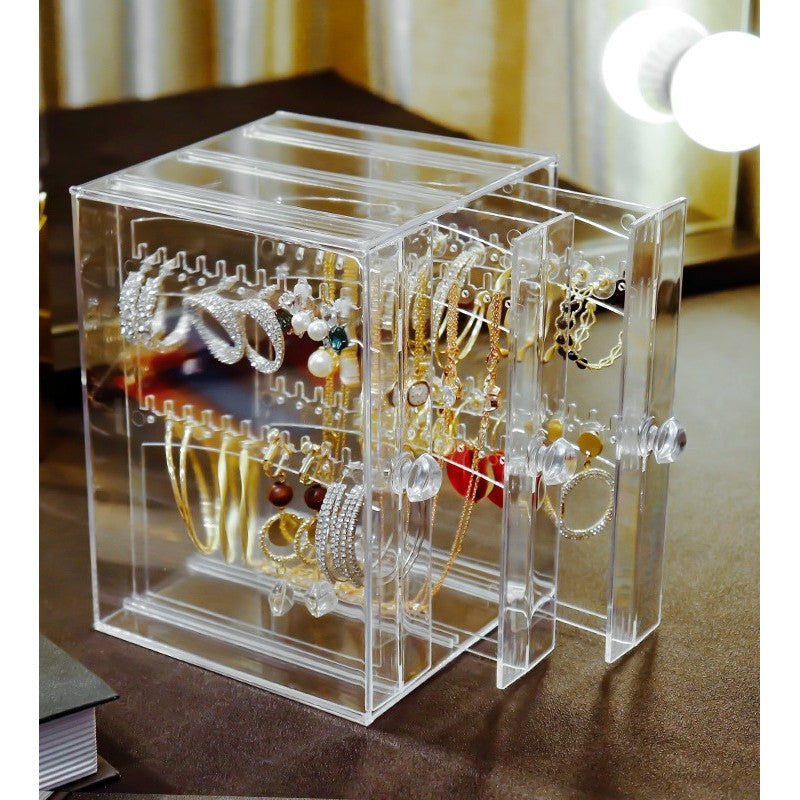 Shopclassyshop Dustproof transparent acrylic stud earrings necklace accessories plastic storage box