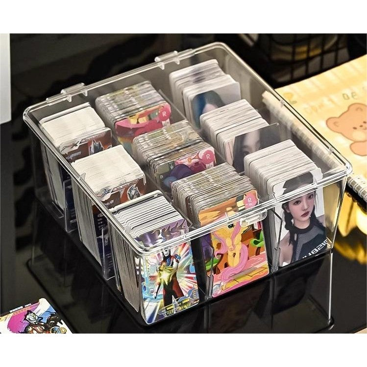 Shopclassyshop Transparent lid dust-proof and moisture-proof acrylic 9-grid storage box for Pokemon cards and beads