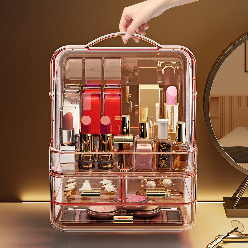 Shopclassyshop Cute Mini jewelry & Essential oil storage box with handle for lipstick acrylic drawer clear model