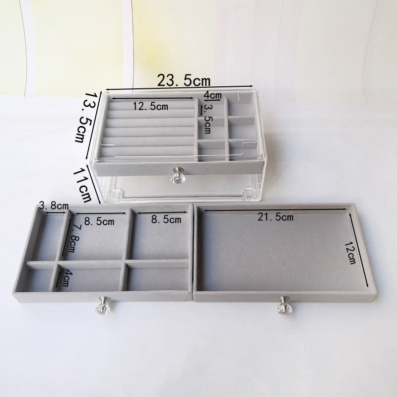Shopclassyshop 45 Square Slots Exquisite transparent jewelry box drawer women's velvet ring earrings small grid