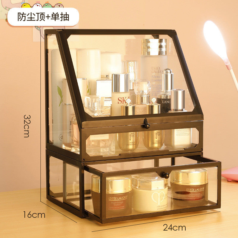 Shop Classy Glass Make up box cosmetic Storage Box Drawer single door ABD