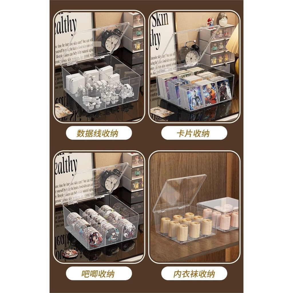 Shopclassyshop Transparent lid dust-proof and moisture-proof acrylic 9-grid storage box for Pokemon cards and beads