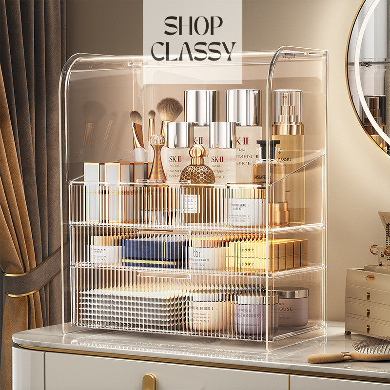 ShopClassyshop Large Acrylic Cosmetics storage box desktop dust-proof makeup organizer table box