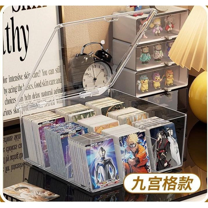 Shopclassyshop Transparent lid dust-proof and moisture-proof acrylic 9-grid storage box for Pokemon cards and beads