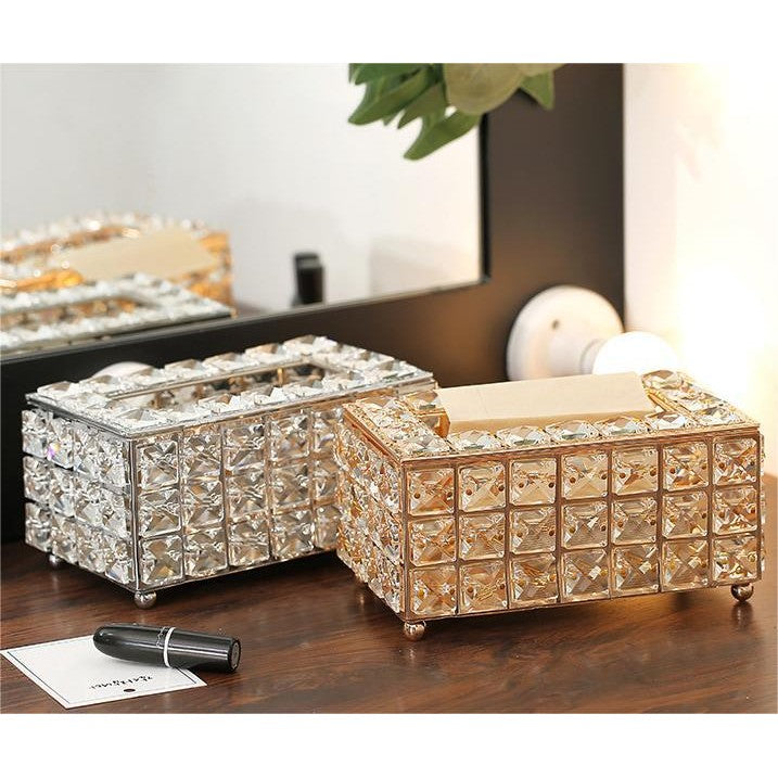 Shopclassyshop Home High-end exquisite metal crystal tissue holder