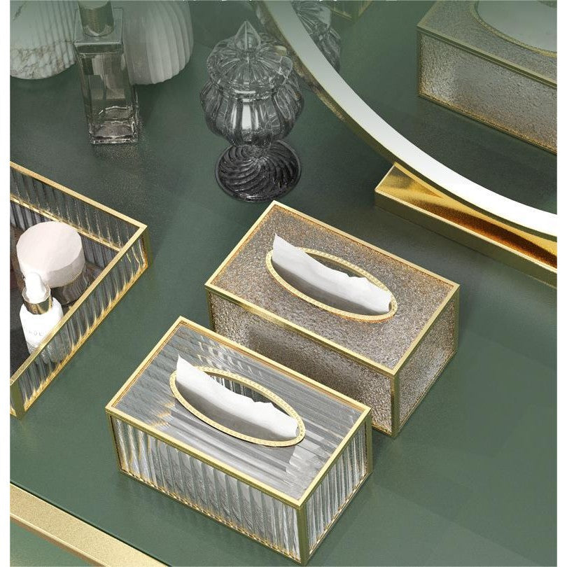 Shoclassyshop High-end light luxury style high aesthetic tissue box desktop waterproof creative glass tissue holder