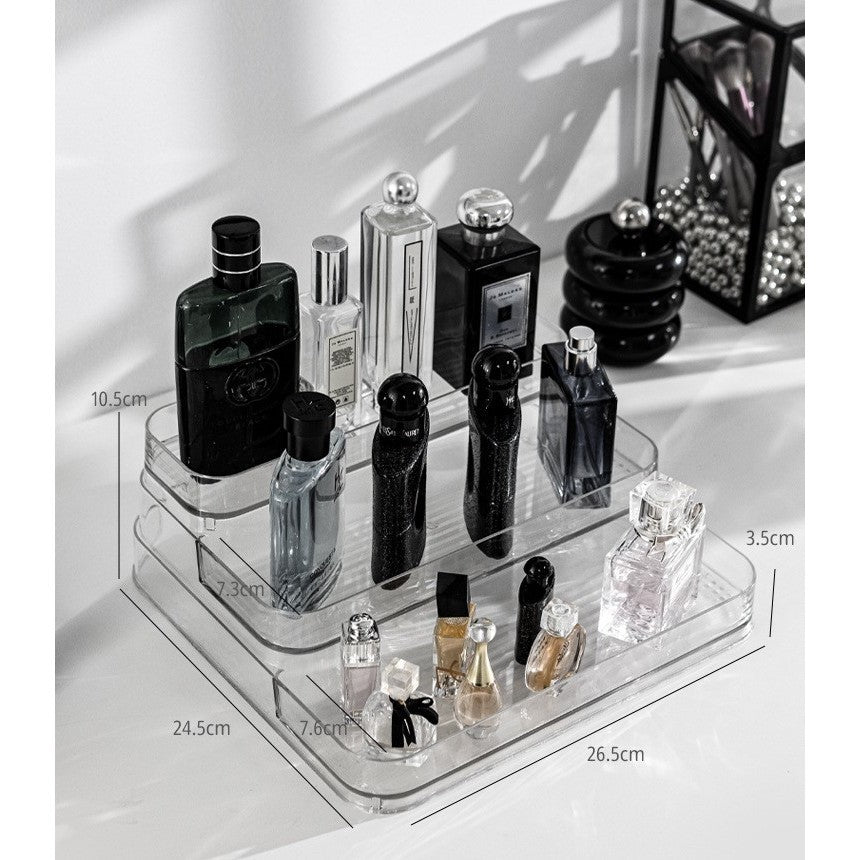 Shopclassy Transparent Acrylic Perfume Organizer 3-layer Ladder Tabletop perfume dresser cosmetics display storage Rack