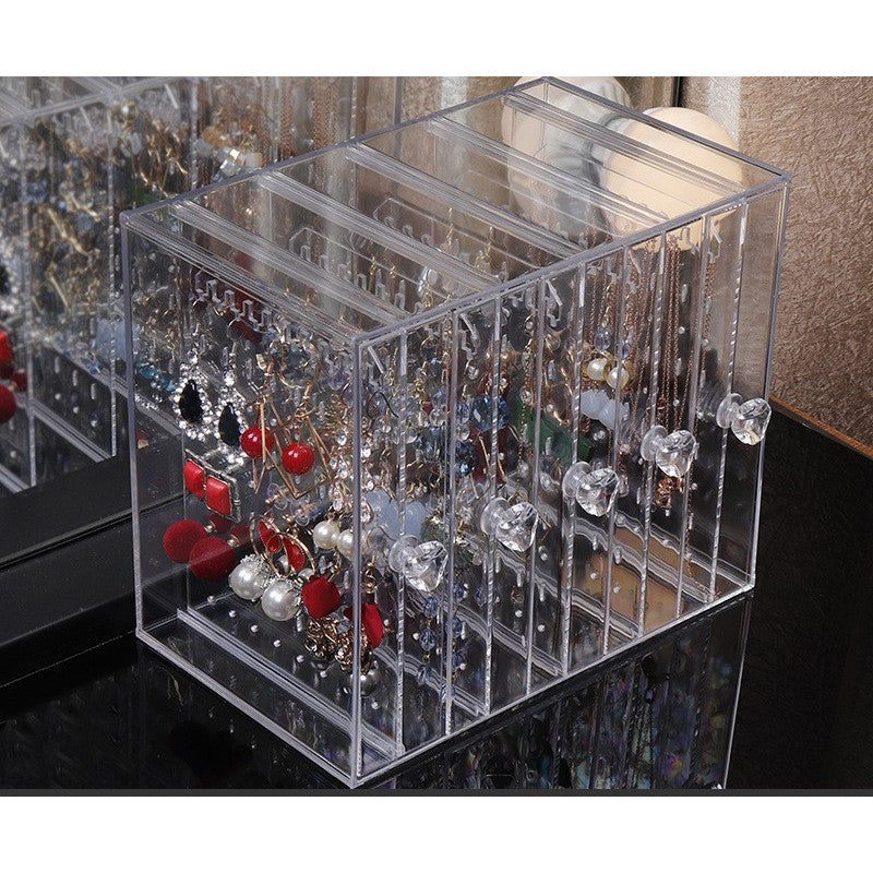 Shopclassyshop Dustproof transparent acrylic stud earrings necklace accessories plastic storage box