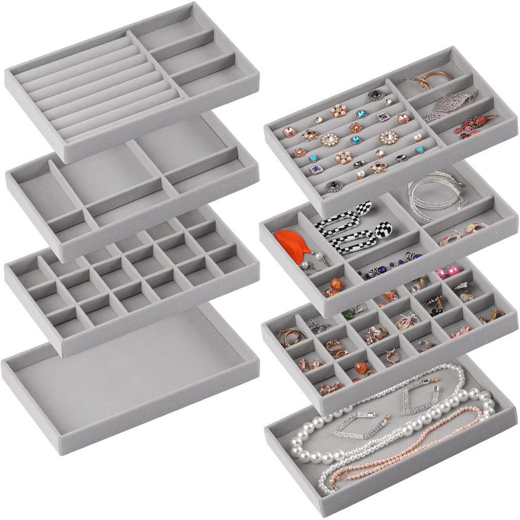 Shopclassyshop 18 Compartment Jewelry Box Velvet Ring Earrings Empty Plate Display Tray customize