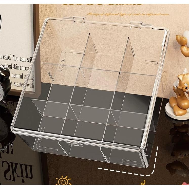 Shopclassyshop Transparent lid dust-proof and moisture-proof acrylic 9-grid storage box for Pokemon cards and beads
