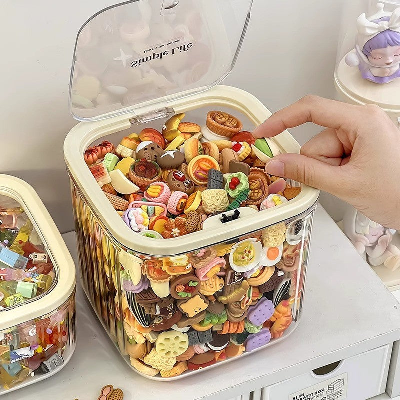 Shopclassyshop Acrylic Automatic Lid-opening Desktop Storage Bucket for Small Cute Desktop Items