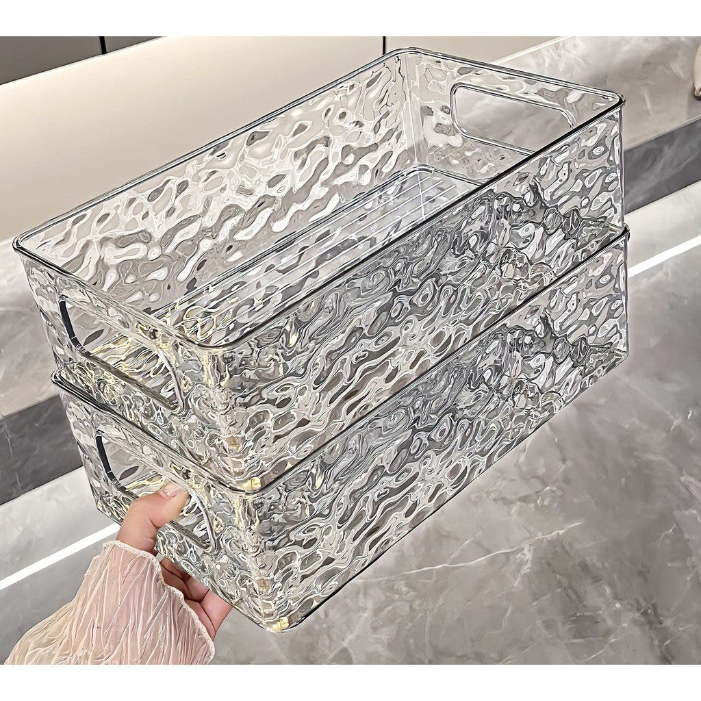Shopclassyshop Acrylic Tray organizer desktop Stackable glacier pattern cosmetics dresser miscellaneous storage box