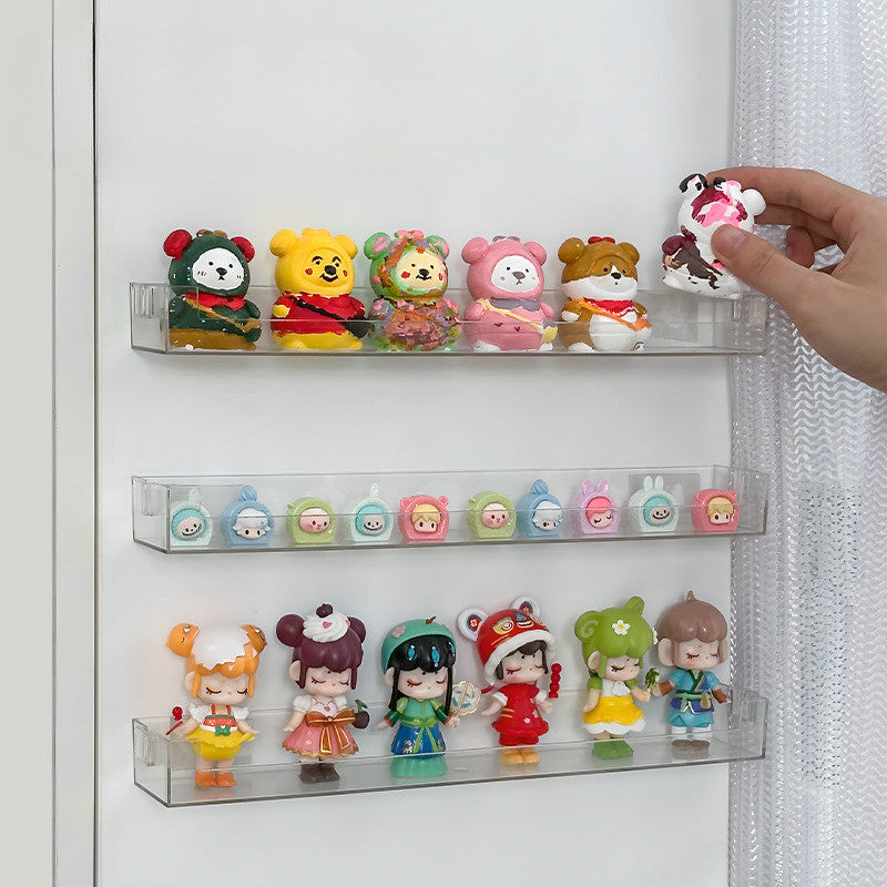 ShopClassyShop display transparent acrylic wall-mounted storage rack figure Toy wall display strip plastic figurine