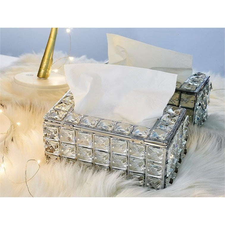 Shopclassyshop Home High-end exquisite metal crystal tissue holder