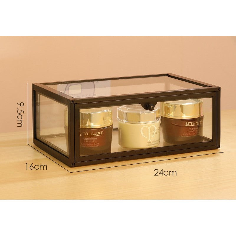 Shop Classy Glass Make up box cosmetic Storage Box Drawer single door ABD