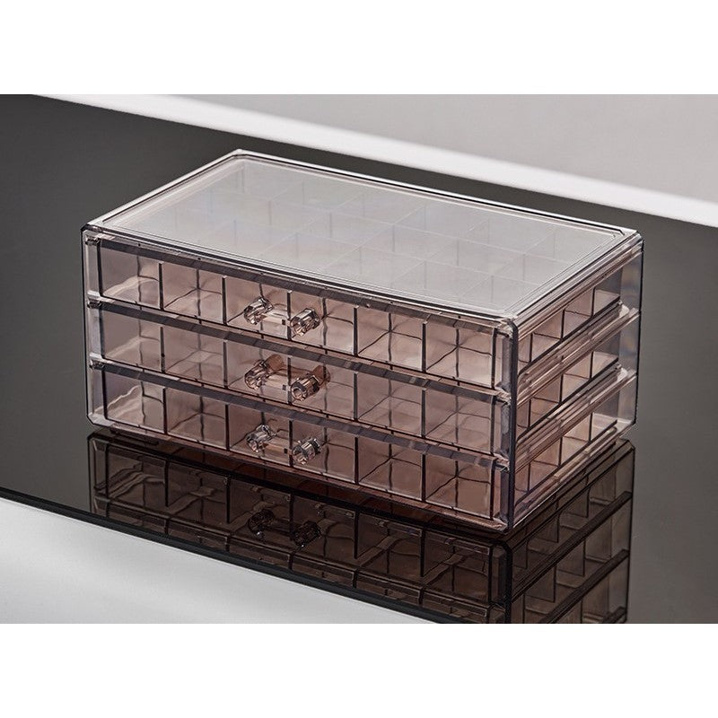 Shopclassyshop Transparent three-layer 72slot jewelry box anti-oxidation earring box multi-grid ring jewelry storage box