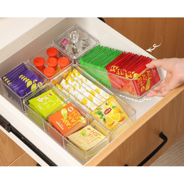 Shopclassy Acrylic Home Organizer storage box tabletop tea bag storage sorting box compartment multi-functional box