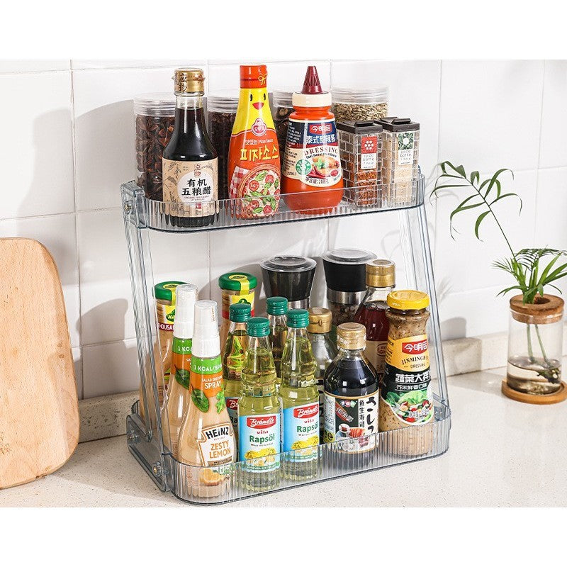 Shopclassyshop ins style kitchen organizer double-layer shelves desktop multi-functional bathroom cosmetics storage rack