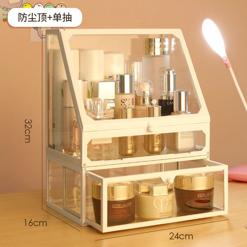 Shop Classy Glass Make up box cosmetic Storage Box Drawer single door ABD