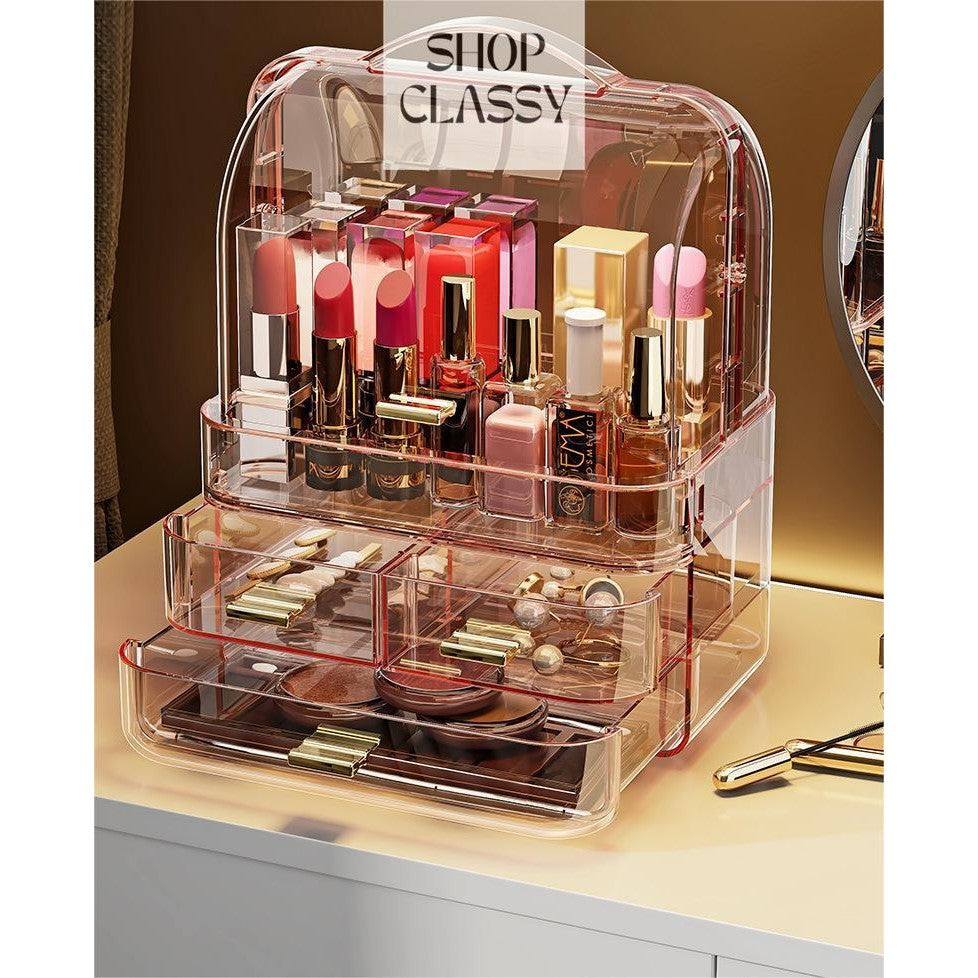 Shopclassyshop Cute Mini jewelry & Essential oil storage box with handle for lipstick acrylic drawer clear model