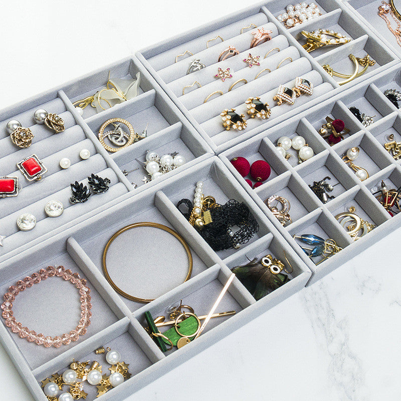 Shopclassyshop 18 Compartment Jewelry Box Velvet Ring Earrings Empty Plate Display Tray customize