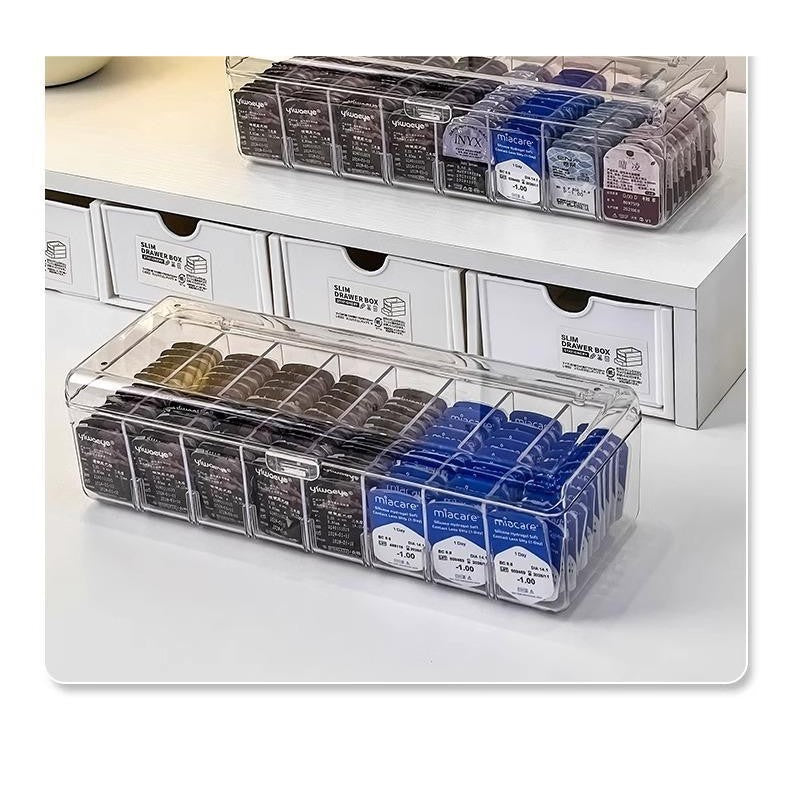 Shopclassyshop Acrylic PET Flip-cover partition daily disposable colored contact lens storage box