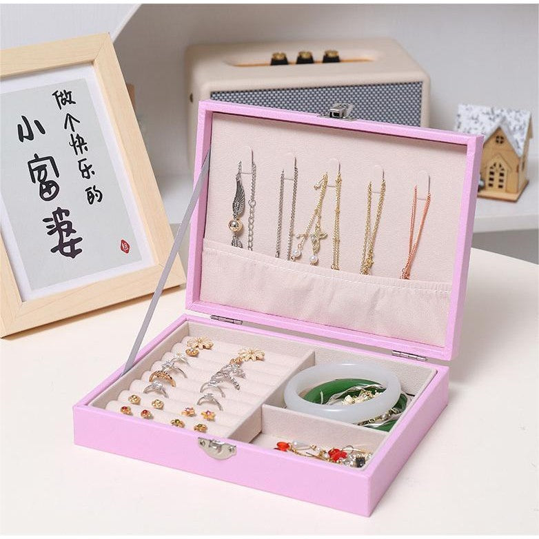 Shopclassyshop PU Leather flannel earrings jewelry box storage box desktop flannel jewelry box dustproof