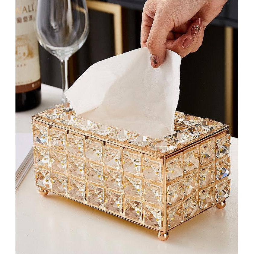 Shopclassyshop Home High-end exquisite metal crystal tissue holder
