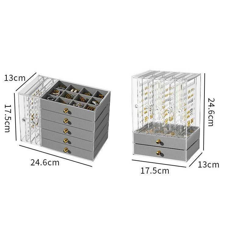 Shopclassyshop Dustproof transparent acrylic stud earrings necklace accessories plastic storage box