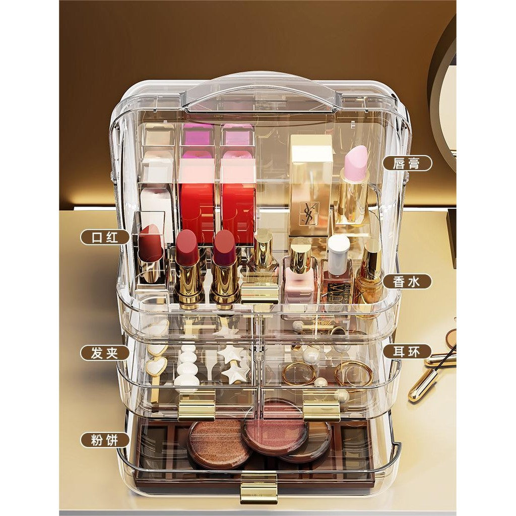 Shopclassyshop Cute Mini jewelry & Essential oil storage box with handle for lipstick acrylic drawer clear model