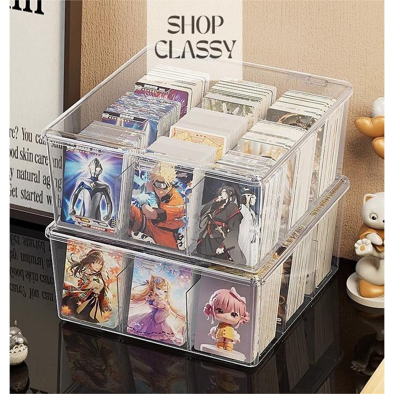 Shopclassyshop Transparent lid dust-proof and moisture-proof acrylic 9-grid storage box for Pokemon cards and beads