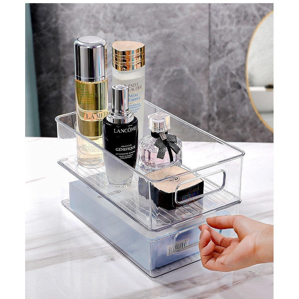 Shopclassyshop PET storage box acrylic organizer cosmetics transparent basket dormitory mask organizer sundries, shelves