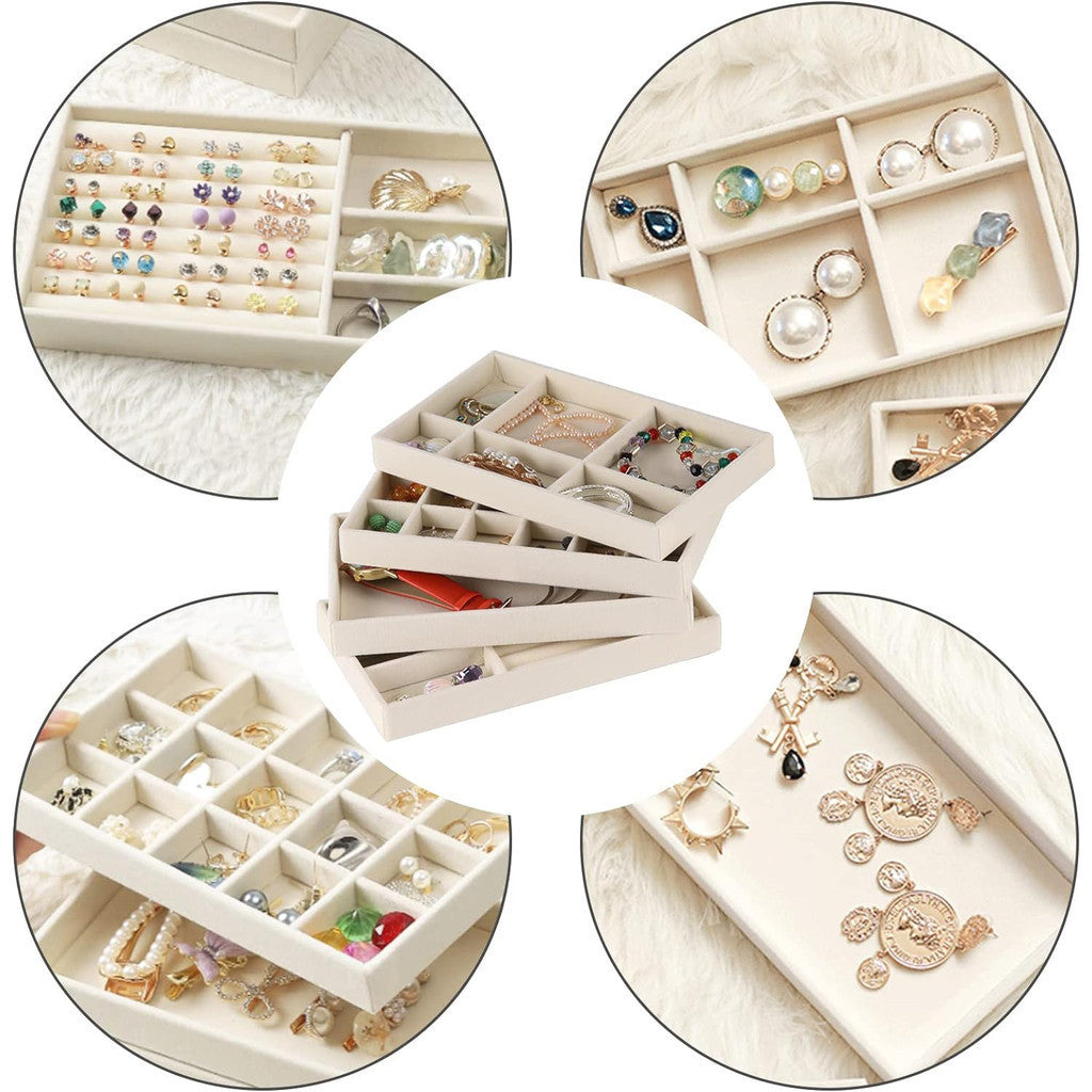 Shopclassyshop 18 Compartment Jewelry Box Velvet Ring Earrings Empty Plate Display Tray customize