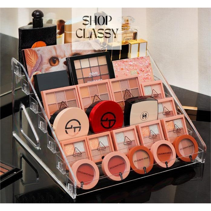 Shopclassyshop Acrylic mini bottle organizer display shelf ladder rack multi-layer perfume organizer steps case artifact