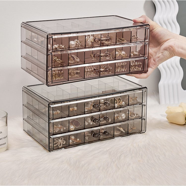 Shopclassyshop Transparent three-layer 72slot jewelry box anti-oxidation earring box multi-grid ring jewelry storage box