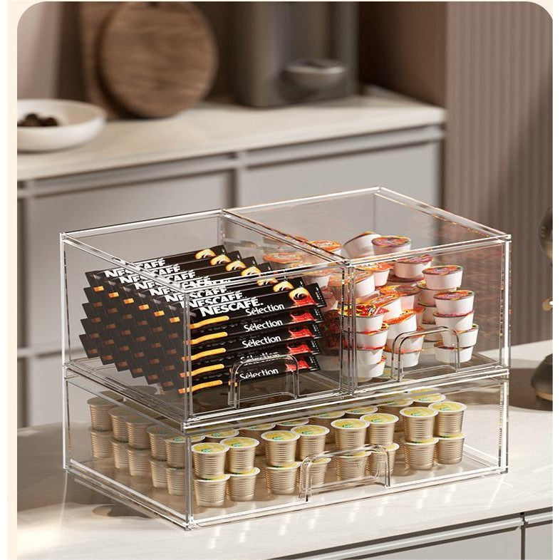 Shoclassyhshop transparent Drawer Model Stackable makeup box lipstick mask skincare products dressing table organizer